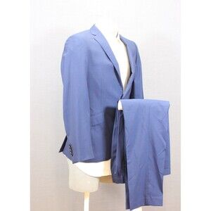 Indochino Wool 2 Piece Suit Blue 2 Btn Made For You Mens 38S Flat Fronts 34" W